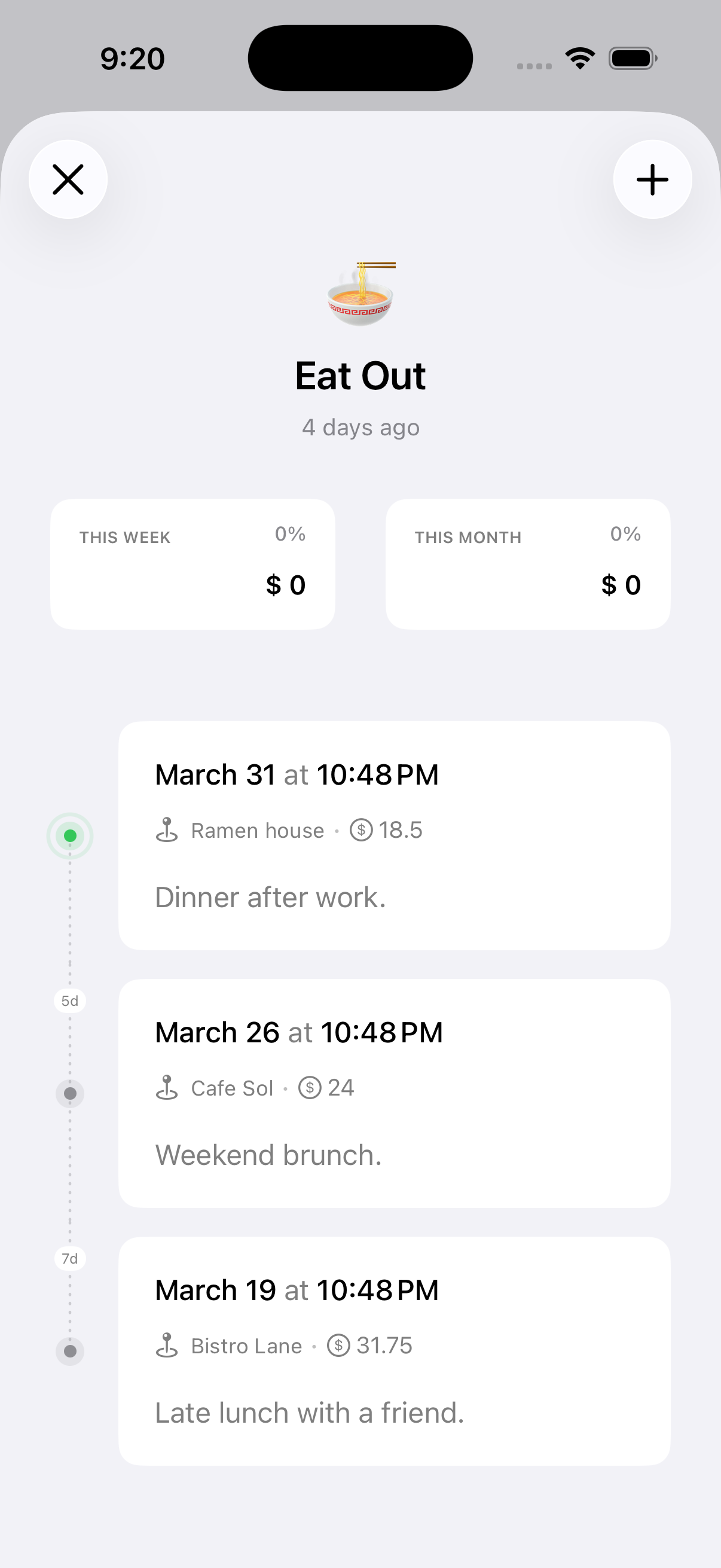 Notes and places screenshot